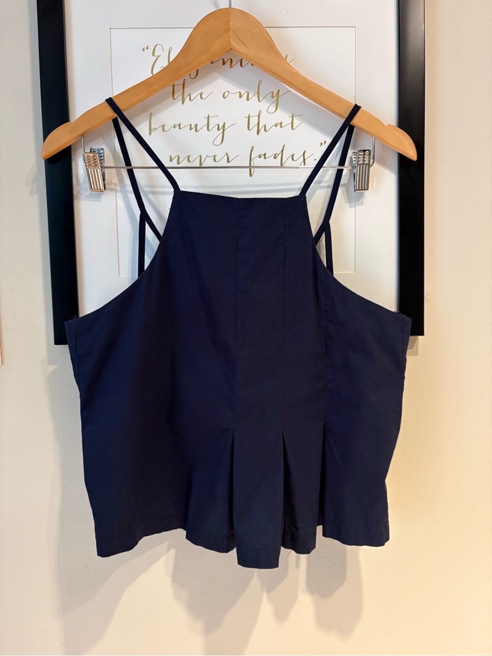 J.O.A. Navy Blue Double Strap Pleated Cami Tank Top Size - Size S